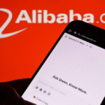 Mobile screen with Alibaba.com logo showing digital services, symbolizing alibaba financing small business options.